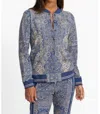 Johnny Was French Terry Bomber Jacket In Denim