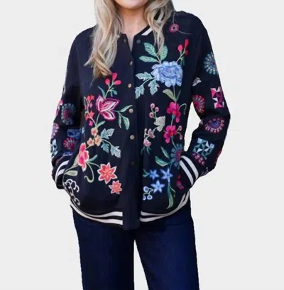 Johnny Was French Terry Bomber Jacket Nikkola In Black