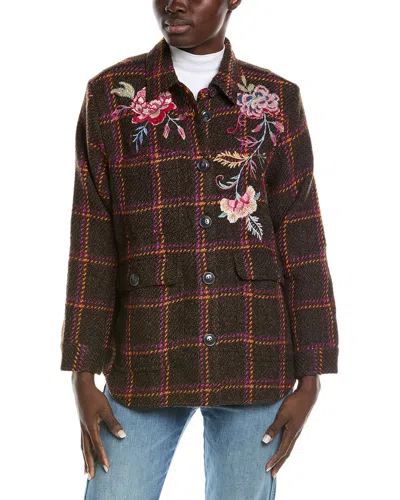 Johnny Was Garnet Plaid Wool-blend Shirt Jacket In Multi