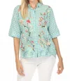 Johnny Was Geniveve Relaxed Dolman Shirt In Pla In Green