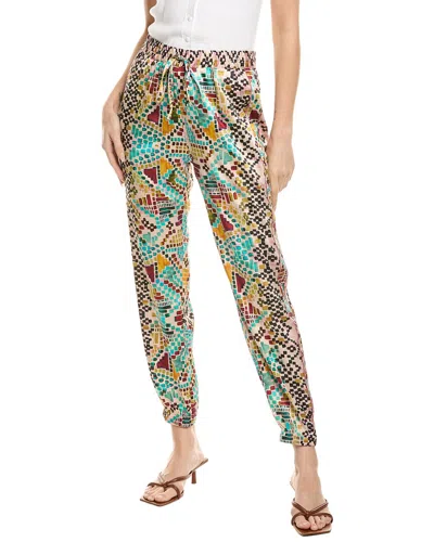 Johnny Was Genora Paneled Silk-blend Jogger Pant In Multi
