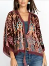 Johnny Was Geo Burnout Dazy Kimono In Multicolor In Burgundy