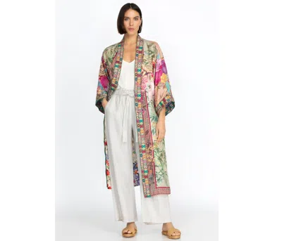 Pre-owned Johnny Was Getsu Eliza Kimono Silk Floral Dress Multi In Multicolor