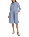 Johnny Was Giorgia Henley Shirt Dress In Blue With Bold Stripe Pattern In Multi