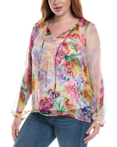 Johnny Was Glinda Silk Peasant Blouse In Pink
