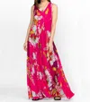 Johnny Was Golden Bouquet Bias Dress In Multi In Red