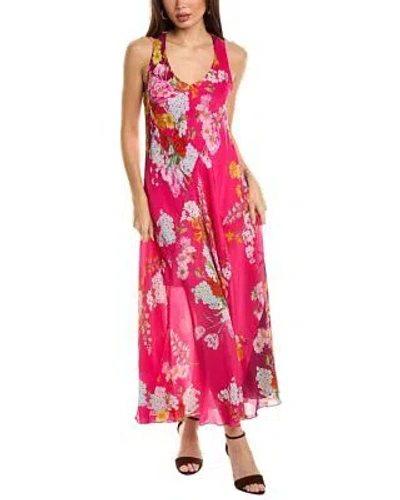 Pre-owned Johnny Was Golden Bouquet Bias Maxi Dress Women's In Red