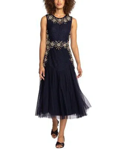 Pre-owned Johnny Was Golden Flower Navy Dress Women's In Yellow