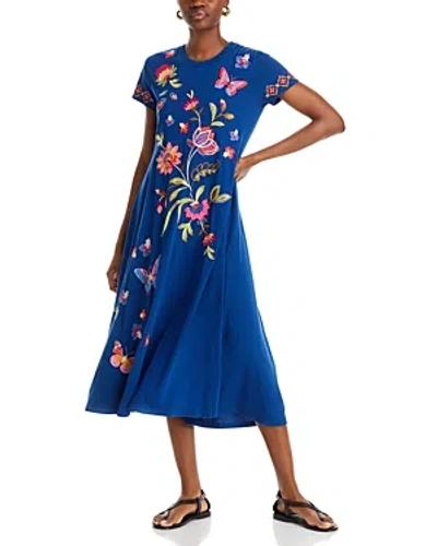 Johnny Was Gracey Cotton Swing Dress In Sailor Blue
