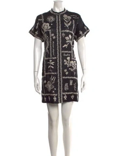 Pre-owned Johnny Was Graphic Print Mini Dress In Black