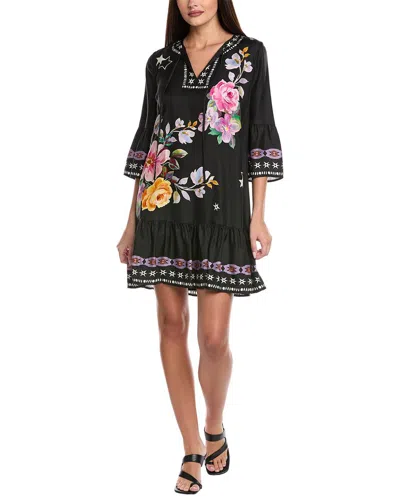 Johnny Was Hailee Silk-blend Mini Dress In Black