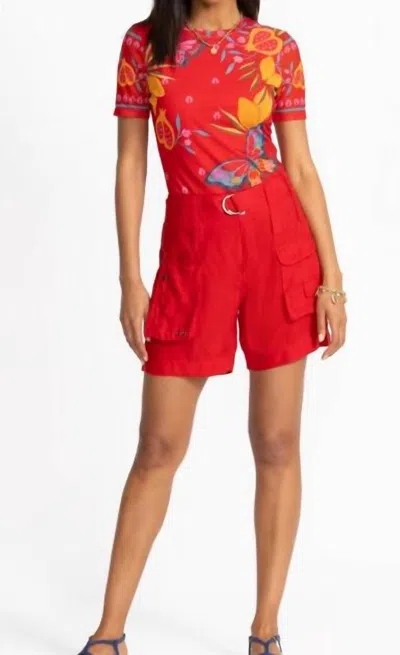 Johnny Was Hailey Cargo Short In Red In Pattern