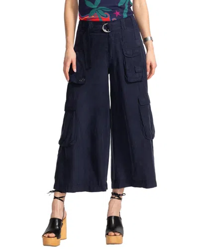 Johnny Was Hailey Cargo Pant In Blue Nights In Animal Print