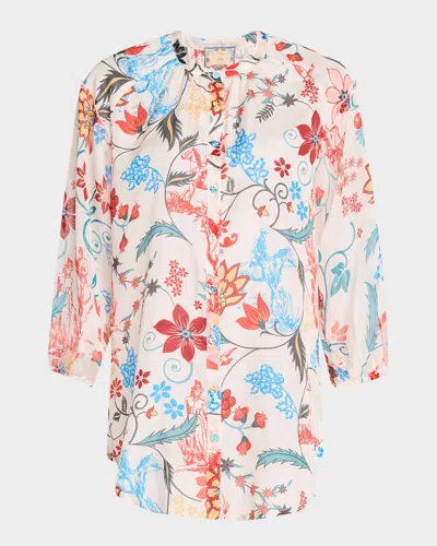 Johnny Was Hanns Floral-print Silk Tunic In Prazer Print