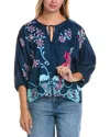 Johnny Was Harlyn Button Front Silk-blend Blouse In Multi