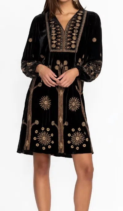 Johnny Was Heidi Velvet Yoke Dress In Black