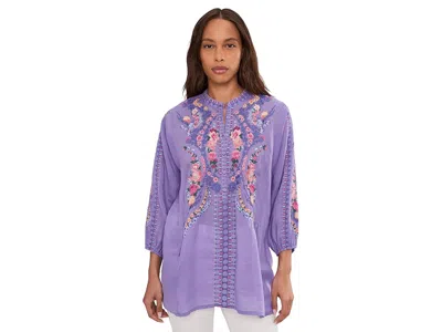 Johnny Was Henley Tunic - Bahari In Purple