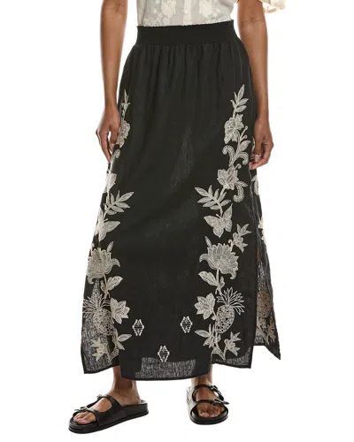 Johnny Was High Slit Linen Maxi Skirt In Black