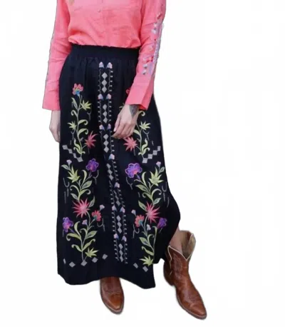 Johnny Was High Slit Linen Skirt Calista In Black