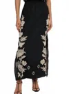 Johnny Was Orla Floral-embroidered Linen Maxi Skirt In Black