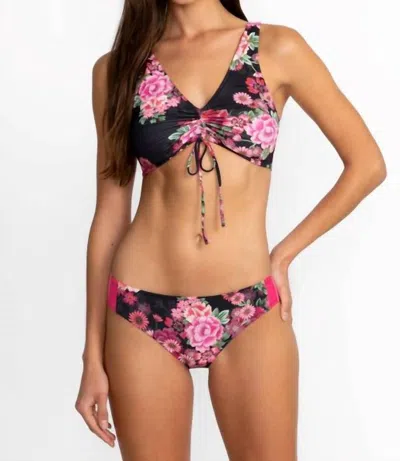 Johnny Was Drawcord Bikini Top In Blum In Pink