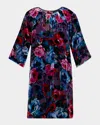 Johnny Was Hollis Flocked Mini Shift Dress In Multi