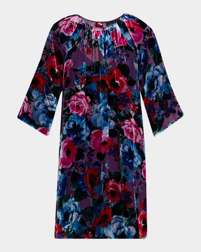 Johnny Was Hollis Flocked Mini Shift Dress In Multi