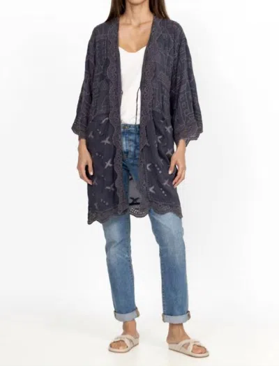 Pre-owned Johnny Was House Ecaterina Kimono In Graphite In Blue