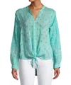 Johnny Was Hunter Tie Front Blouse In Bright Eye In Multi
