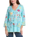 Johnny Was Inji Blouse In Marine Blue In Blue