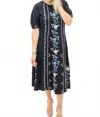 Johnny Was Jaanvi Bubble Sleeve Seamed Dress In Black In Multi