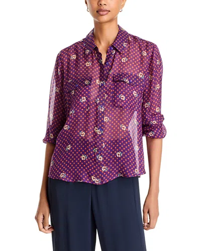 Johnny Was Jacobi Silk Sheer Blouse In Purple