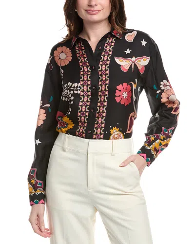 Johnny Was Jade By  Rosalynda Silk-blend Shirt In Black