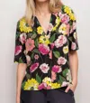 Johnny Was Jade Eartha Camp Shirt In Multi (green, Pink, Yellow) In Multi