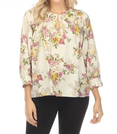 Johnny Was Jade Love Isabella Floral 3/4 Sleeve Blouse In Multi