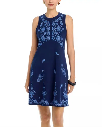Johnny Was Jaden Chevron Mid Knit Tank Dress In Blue Night