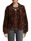 Johnny Was Jaguar Faux Fur Bomber Jacket In Brown / Black In Brown