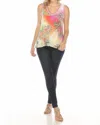 Johnny Was The Janie Favorite V-neck Swing Tee In Raffia Palm Print In Multi