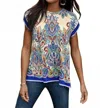 Johnny Was Janie Crew Neck Draped Tee In Blue In Multi