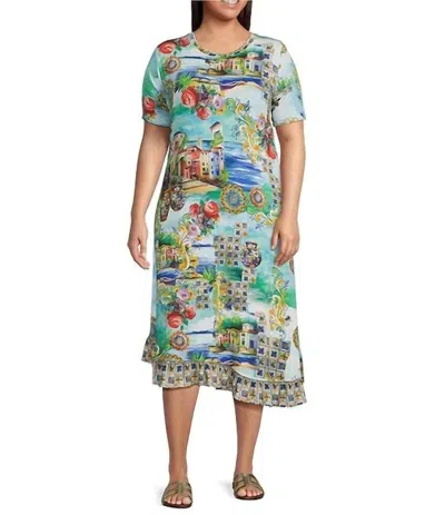Johnny Was Janie Favorite Asymmetric Hem Short Sleeve Dress - Plus In Christy In Multi