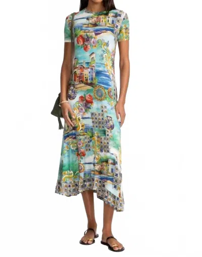 Johnny Was Janie Favorite Asymmetric Hem Short Sleeve Dress In Christy In Multi