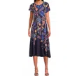 Johnny Was Janie Favorite Boatneck Cap Sleeve Dress In Stevies Garden In Multi