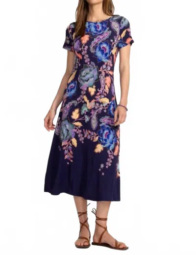 JOHNNY WAS JANIE FAVORITE BOATNECK CAP SLEEVE DRESS IN STEVIES GARDEN