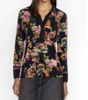 Johnny Was Janie Split Front Collared Henley In Soundbath In Multi