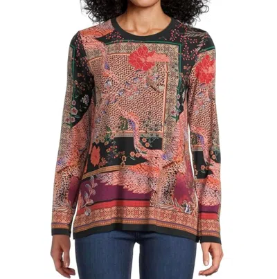 Johnny Was Janie Favorite Long Sleeve Crew Neck Sweater In Deponio In Brown