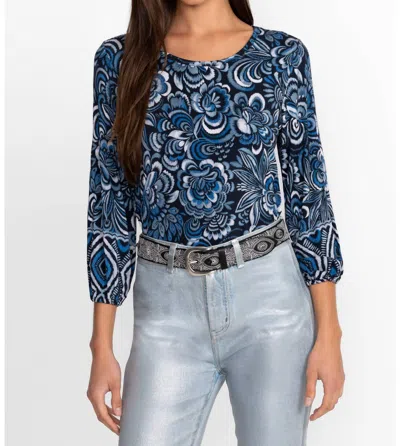 Johnny Was Janie Favorite Puff Sleeve Knit Tee In Feathery Flower In Multi
