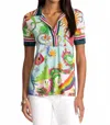 Johnny Was Janie Favorite Short Sleeve Swing Polo In Kayla In Multi