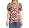 Johnny Was Janie Favorite Short Sleeve Tee In Mcanna Scarf In Multi