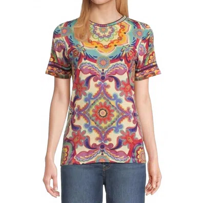 Johnny Was Janie Favorite Short Sleeve Tee In Mcanna Scarf In Multi