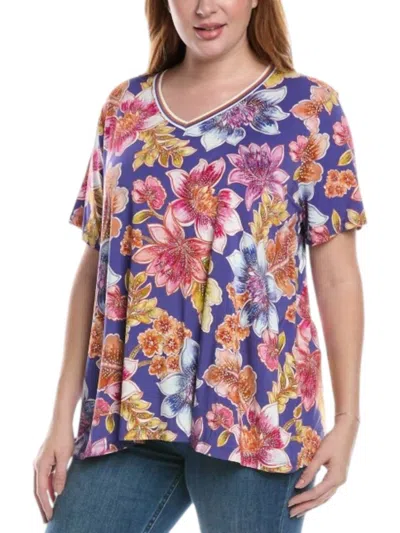 Johnny Was Janie Favorite Short Sleeve V-neck Swing Tee - Plus In Multi